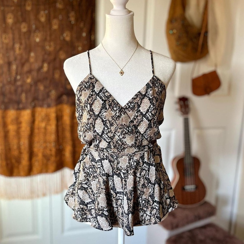 maurices snakeskin spaghetti strap wrap top